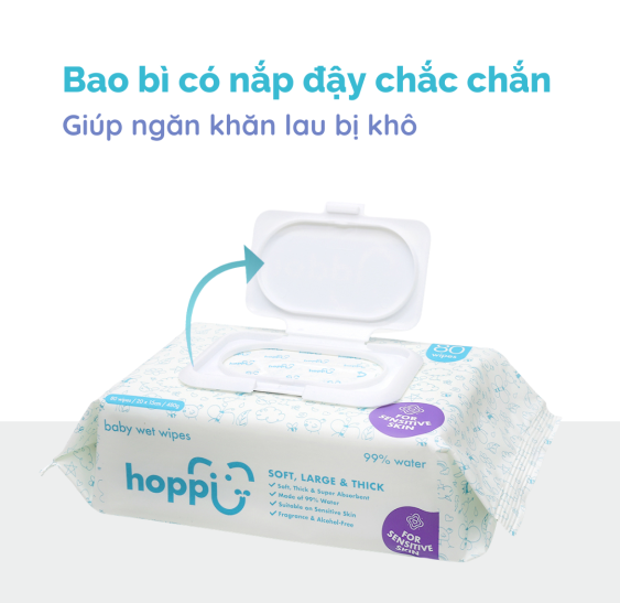 Bộ 5 Gói Combo 20 Tờ Khăn Ướt Cho Bé Hoppi
