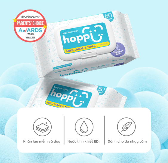 Bộ 3 Gói Combo 80 Tờ Khăn Ướt Cho Bé Hoppi