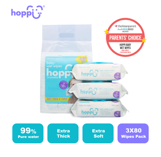 Bộ 3 Gói Combo 80 Tờ Khăn Ướt Cho Bé Hoppi